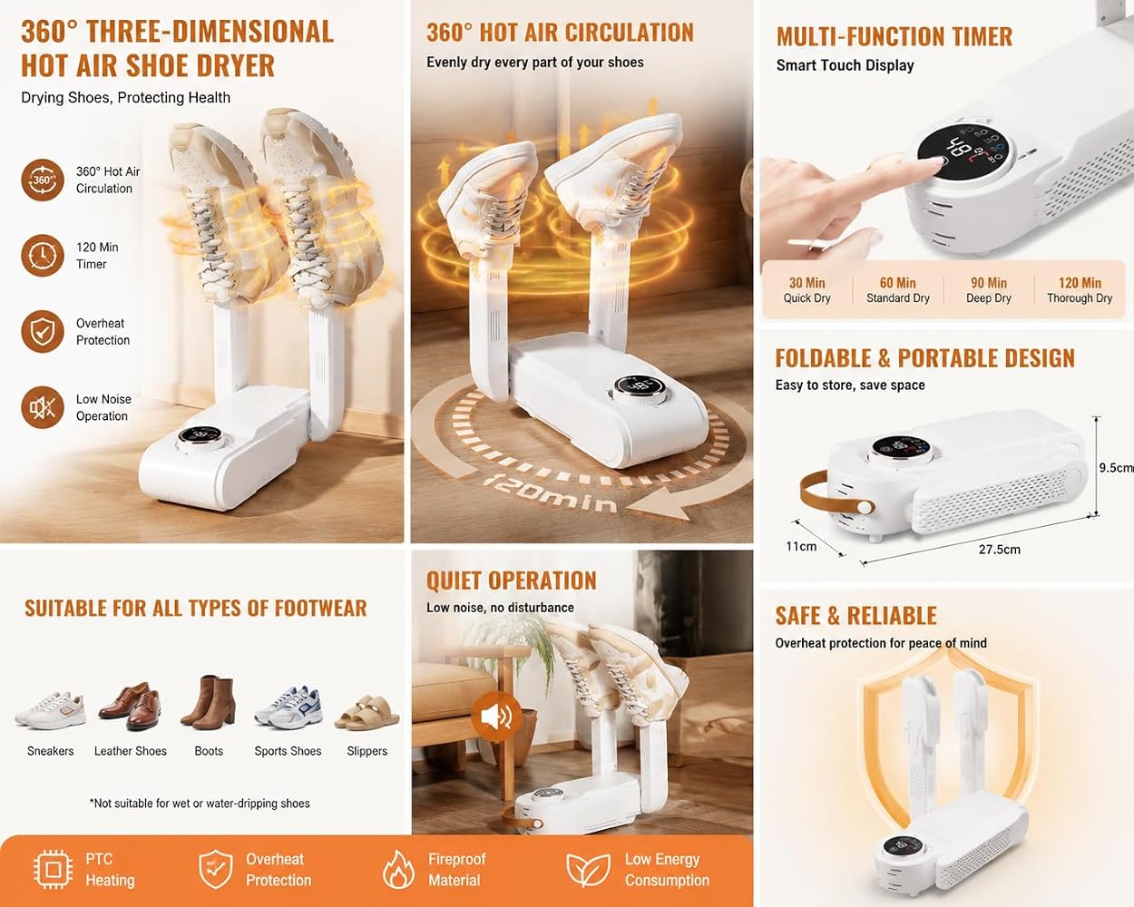 Smart Electric Shoe Dryer & Deodorizer | Fast Drying UV Sterilization Boot Warmer with Digital Temperature Control